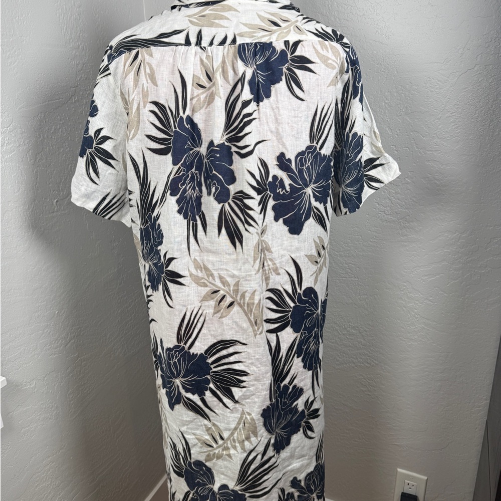 VLT’S by Valentina’s Linen Floral Tropical Button Front Tunic Dress Size L - Picture 7 of 10